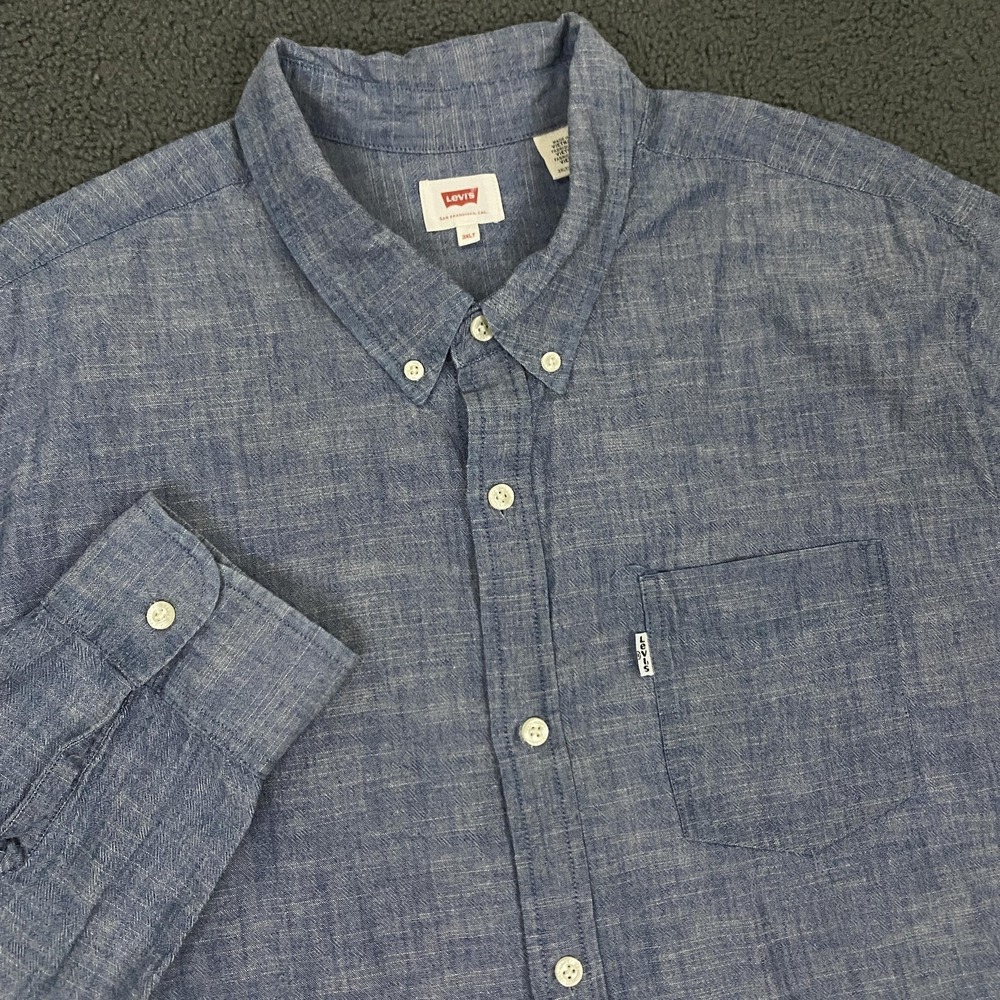 Levi's Shirt Mens‎ 3XLT Blue Chambray Button Down Long Sleeve Cotton Big Tall